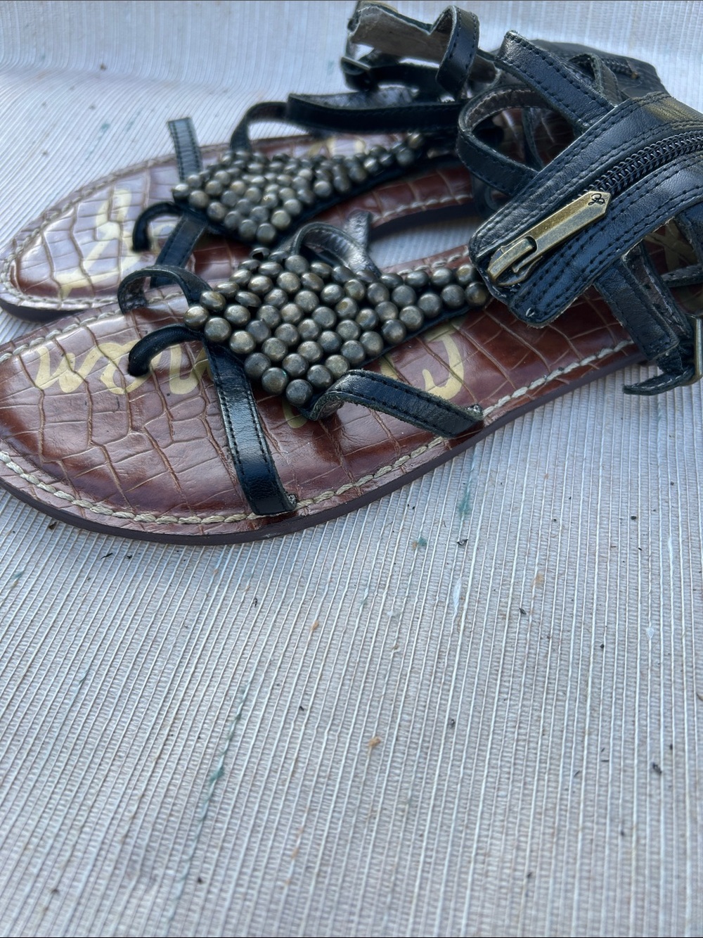 Sam Edelman Black Beaded Gladiator Sandals